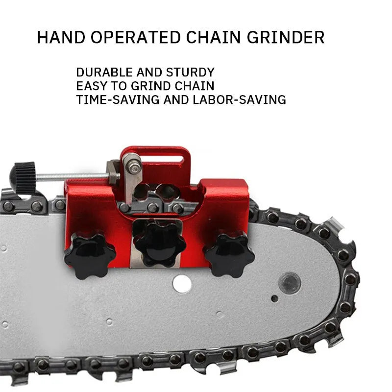Amolador de correntes de motosserra, Afiador de correntes operado à mão Ferramenta de retificação de correntes para motosserra em liga de alumínio